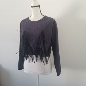 Market Cropped Blue Suede Top Sz Large